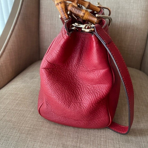 Authentic Gucci Bamboo two way shoulder bag 323660 520981 (F72) - Picture 3 of 16